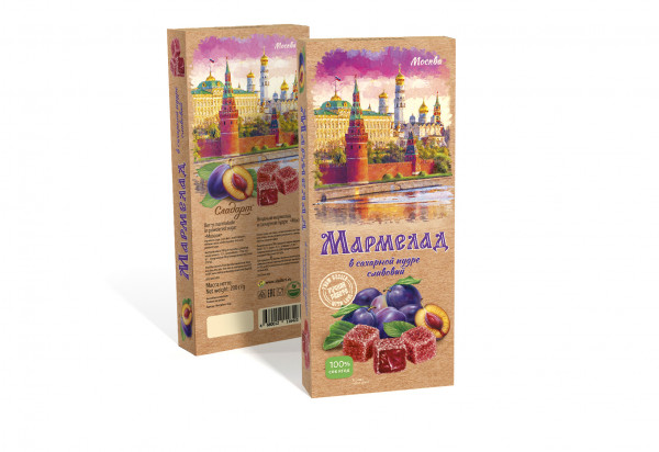 №2 Сладарт Мармелад Сливовый МОСКВА в сахарной пудре (642), 200г   в Арсеньеве
