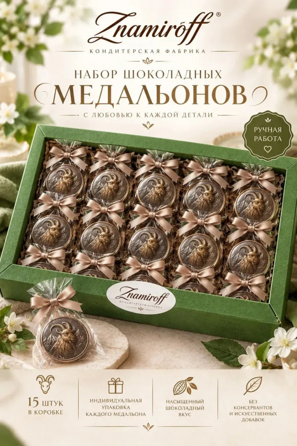№1 Фигурный шоколад набор Медальоны Козлики(15шт по 40г) в Арсеньеве