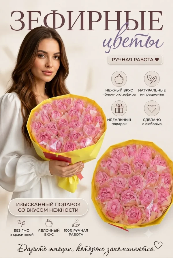 №1 Букет Зефирный Размер XL розовый,350г в Арсеньеве