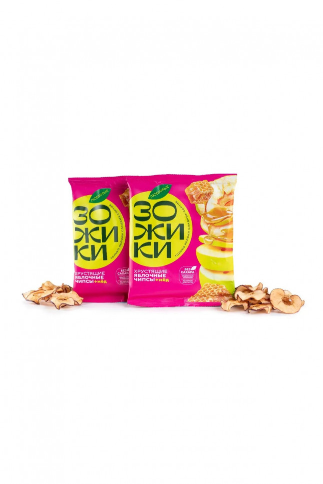  Зожики Яблочные чипсы с медом, 25г  в Арсеньеве