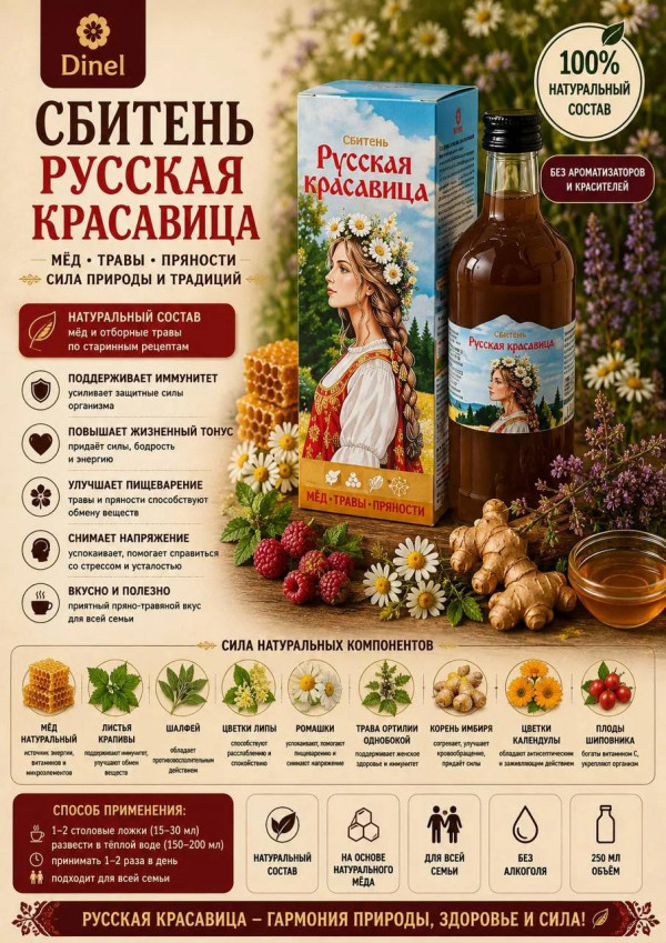 №3 Сбитень Русская красавица, 250мл в Арсеньеве