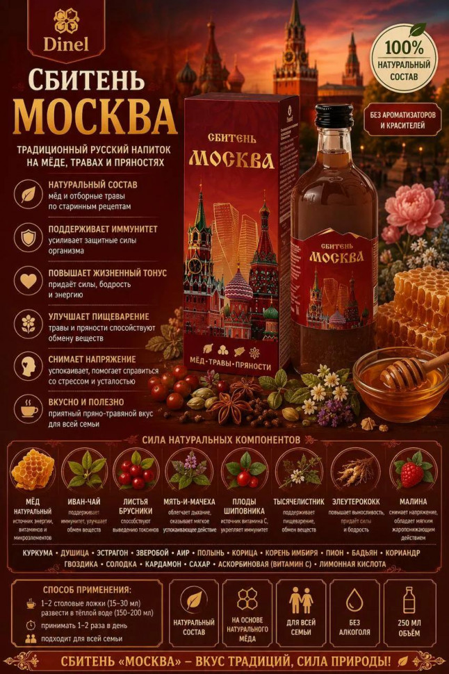  Сбитень Москва, 250мл  в Арсеньеве